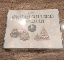 3D Christmas Tree  Train Puzzle Set Twiddlers UK With Colouring Pens