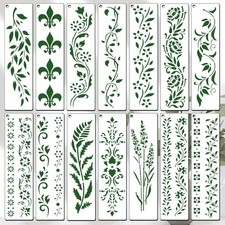 14 PCS Reusable Border Flower Stencils for Painting, Wood Wall  Crafts -