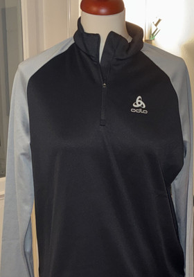 Odlo Ski-Pullover Unisex L Schwarz Hellgrau Polyester Halber Reißverschluss