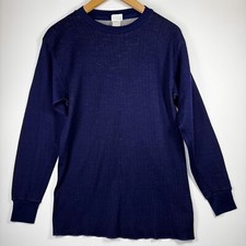 Vintage Medalist Allen A Thermal Knit Shirt Large Blue Long Sleeve Made in USA