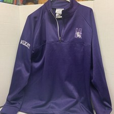 Vintage Champion Northwestern Wildcats Quarter Zip Fleece Pullover Mens L