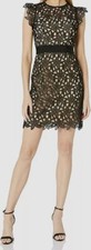 495 Milly Women's Black Leila Floral Guipure Lace Short Dress Size 10