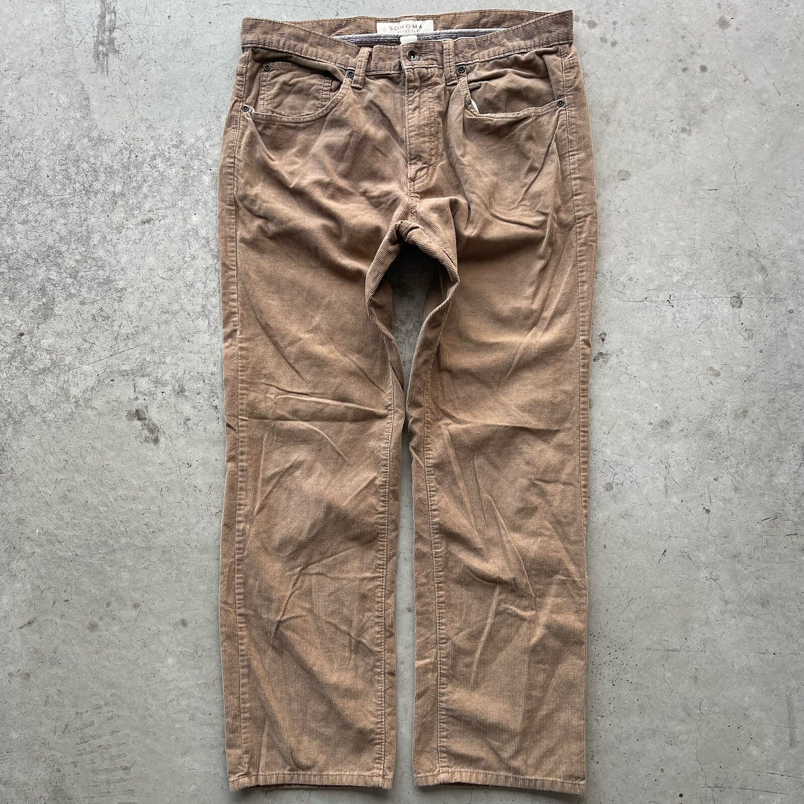 Sonoma Life+Style Brown Khaki Corduroy Mens Pants 34x30 Cotton