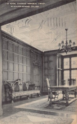 Milwaukee Wi ~ Downer College-Oak Room-Chapman Denkmal ~ 1945 Artvue Foto