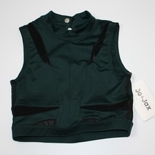 Jo Jax Dancewear Girl's Black  Green Victory Crop Top size X-Small Adult 0 NWT