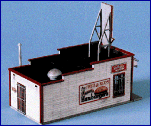 BLAIR LINE 1/87 HO Scale FRED & RED'S HAMBURGERS Cafe Laser-Cut Wood Kit 184-190 - Picture 4 of 7