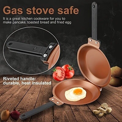 Double Sided Nonstick Flip Pan Golden Ceramic Coating Breakfast Omelette Maker