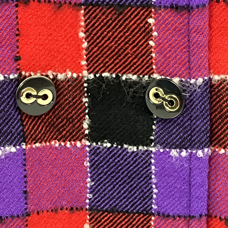 Milly Minis Girls Jacket Plaid Long Sleeve Red Purple Black Wool Blend Size 6 - Image 4 of 4