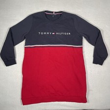 TOMMY HILFIGER Mens Crew Neck Jumper Sweater Large L Navy Blue Cotton