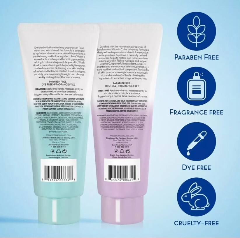 Dermasil Oil Free Cream Daily /Night Face Cream-Rose Water/Witch Hazel/Vit. E-2 