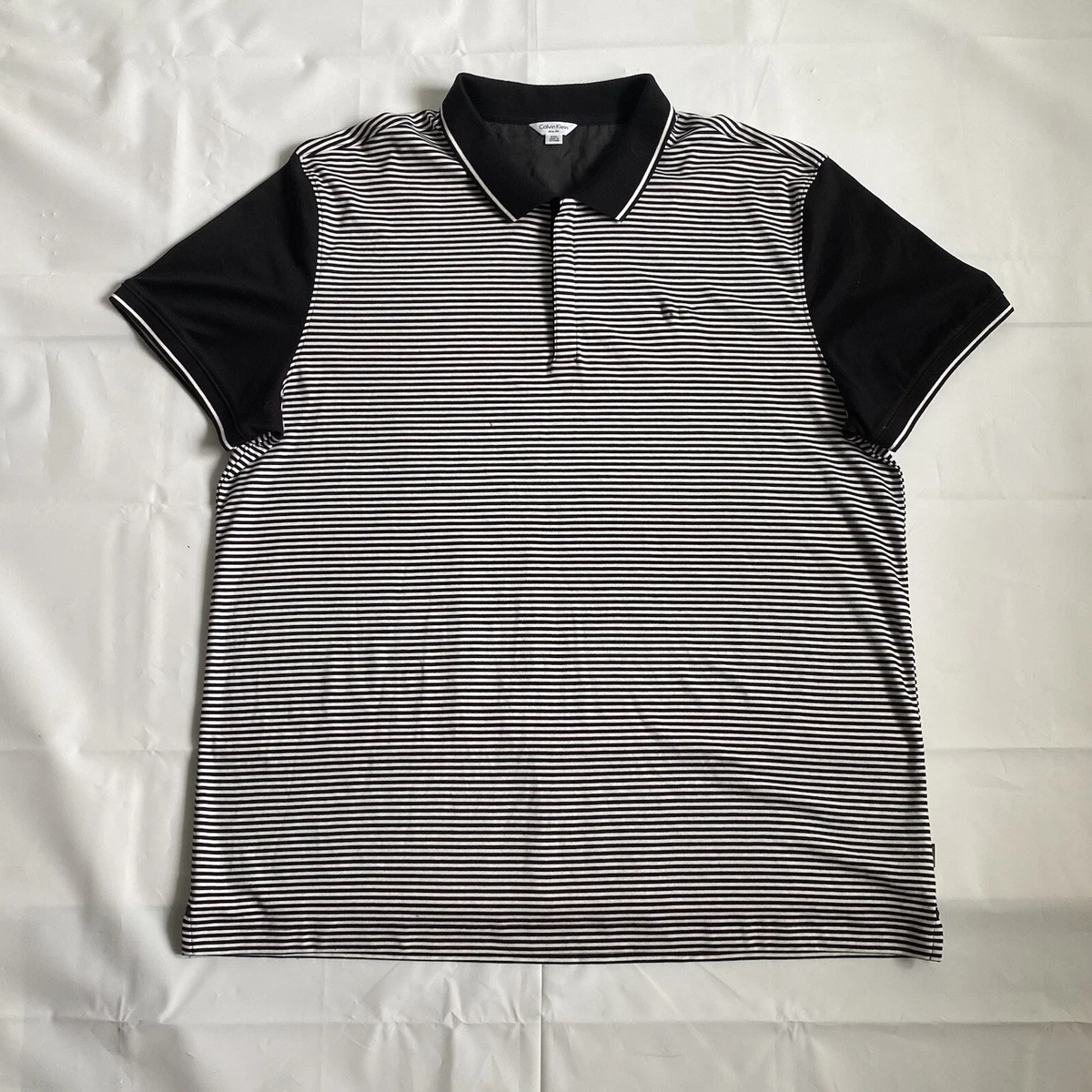 calvin klein black and white striped shirt