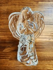 Angel Candle Holder, Candle Included, 7" Tall Crystal Clear Glass, Made In USA