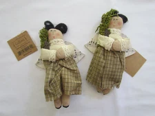 Primitive Style ANGEL with musical Wing Ornament - 2pc Collins AO 5217 NEW