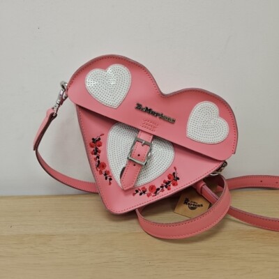 Dr Martens Valentines Pink Sequin Leather Rare Bag Love Heart