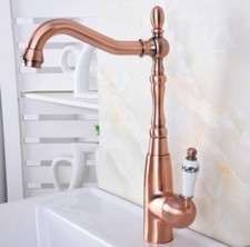 Antique Red Copper Kitchen Vessel Faucet Swivel Spout Basin Sink Mixer Tap