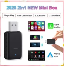 2In1 Wireless Carplay Adapter&Android Auto Mini Box Carplay Wired to Wireless