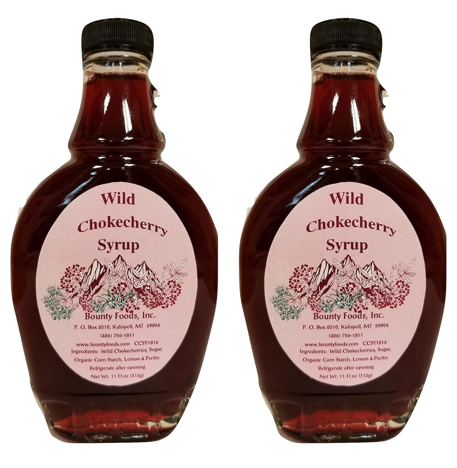Chokecherry Syrup 11 oz 2 Pack HandPicked Wild Berries Grown in