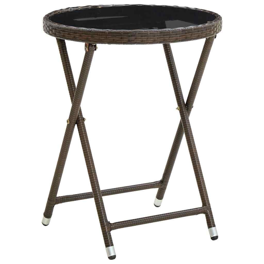 vidaXL Beistelltisch Braun 60 cm Poly Rattan und Hartglas SGH