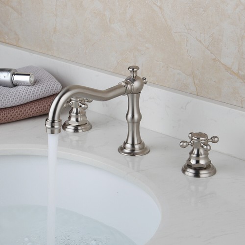 Grifo mezclador de lavabo bañera baño 3 piezas 2 asas cascada grifos de latón - Imagen 41 de 59