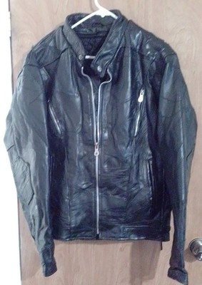 Diamond Plate RN84256 Buffalo Genuine Leather Black Motorcycle 