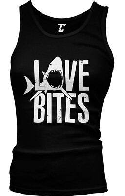 Love Bites - Great White Shark Fish Ocean Pun Funny Juniors Tank Top