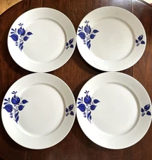 FIGGJO NORWAY Plates Luncheon 9-1/2" Set of 5 Blue & White Vintage Mint