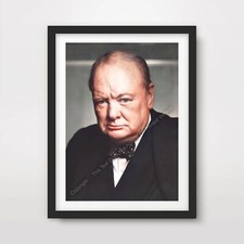 Winston Churchill Colour Portrait Art Print Poster British Photo 10 size options