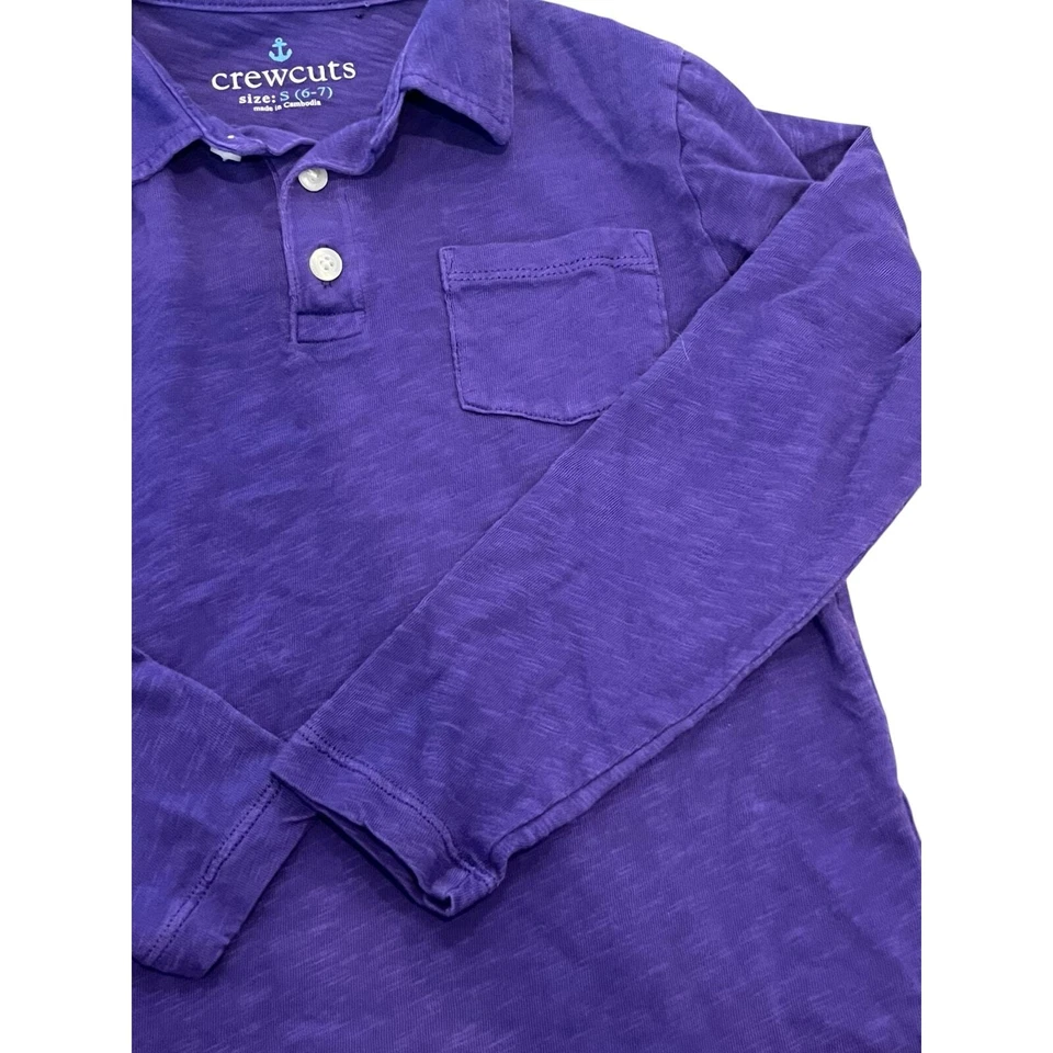 Camisa polo de manga larga Crewcuts para niños - púrpura, talla 6-7 (S) Foto 4 de 4