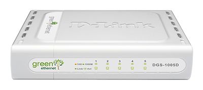 D-Link 5 Port 10/100/1000 Green Gigabit Switch DGS-1005D with A/C Adapter