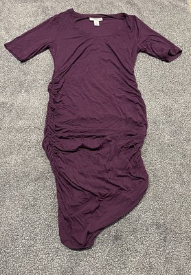 Motherhood Maternity Size Small Burgundy Purple Scrunch MIDI Dress | eBay