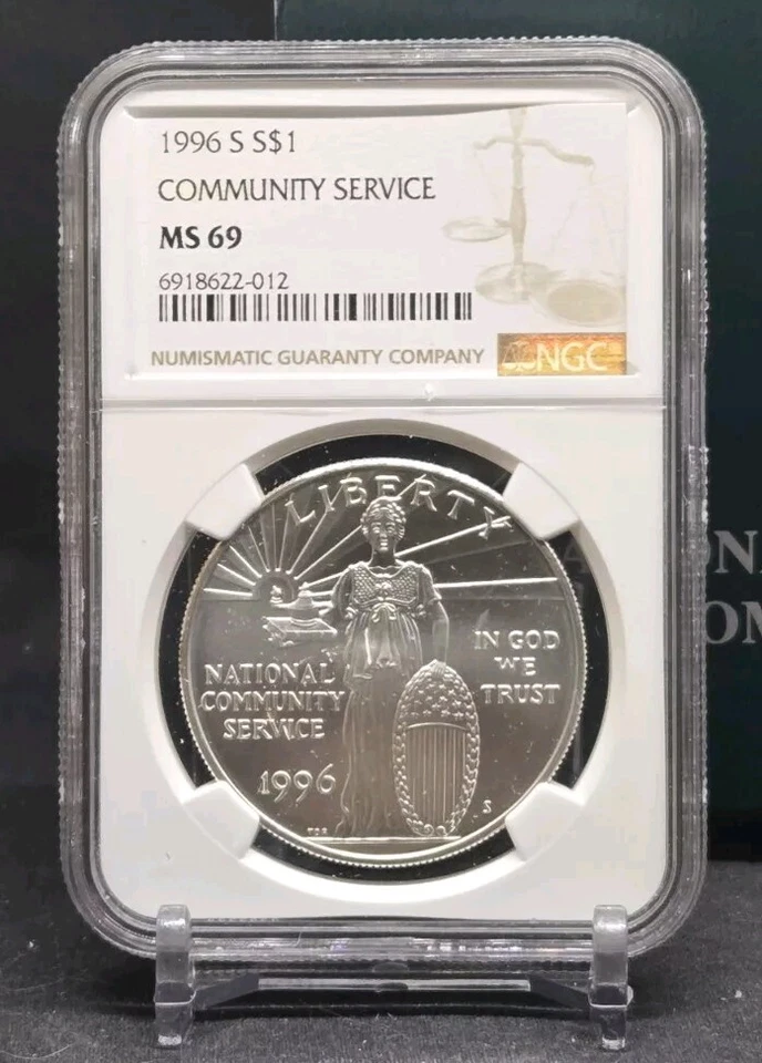 1996 S COMMUNITY SERVICE - $1 - NGC MS69 - SILVER COIN - BROWN LABEL /w OGP - Image 4 of 4