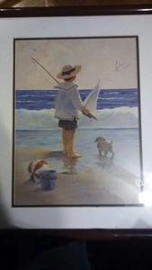 Matted C Kieffer Play At The Beach Colored Print W Frame Ebay Image Is Loading Matted C Kieffer 034 Play At The Beach