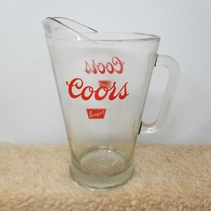 VTG Coors Beer Pitcher 1970s Clear Heavy Glass Beverage Banquet Bar Pub