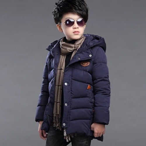 4-14 Years Big Boys Jacket Thicken Warm Teenager Kids Zipper Hooded Boys Coat - Picture 25 of 26