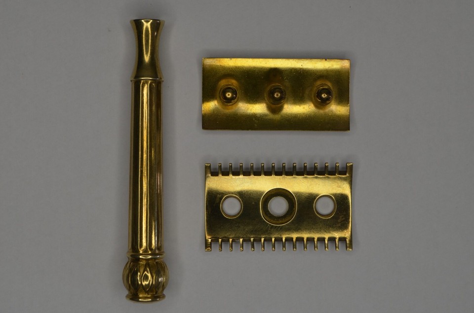 RARE Vintage Gillette ABC Pocket Edition Black Pigskin Safety Razor Set