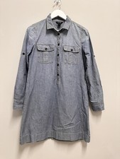 J CREW Denim Chambray Shirt Dress Roll Up Sleeves Women's Size S