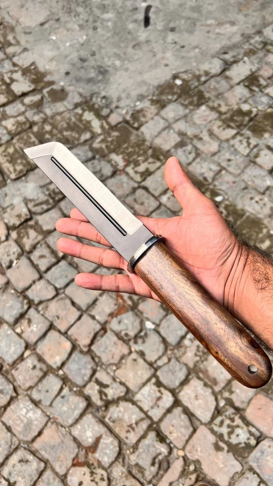 custom handmade high carbon steel 14" tanto knife  rosewood  handle brass clip - Image 4 of 4