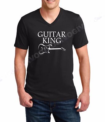 Guitar King V-neck Shirt Music Musician T-shirt Tee T-Shirt Short Sleeve S-XXXL