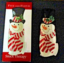 Fitz and Floyd Snack Therapy Snowman Treat Dish NIB 14" X 5"