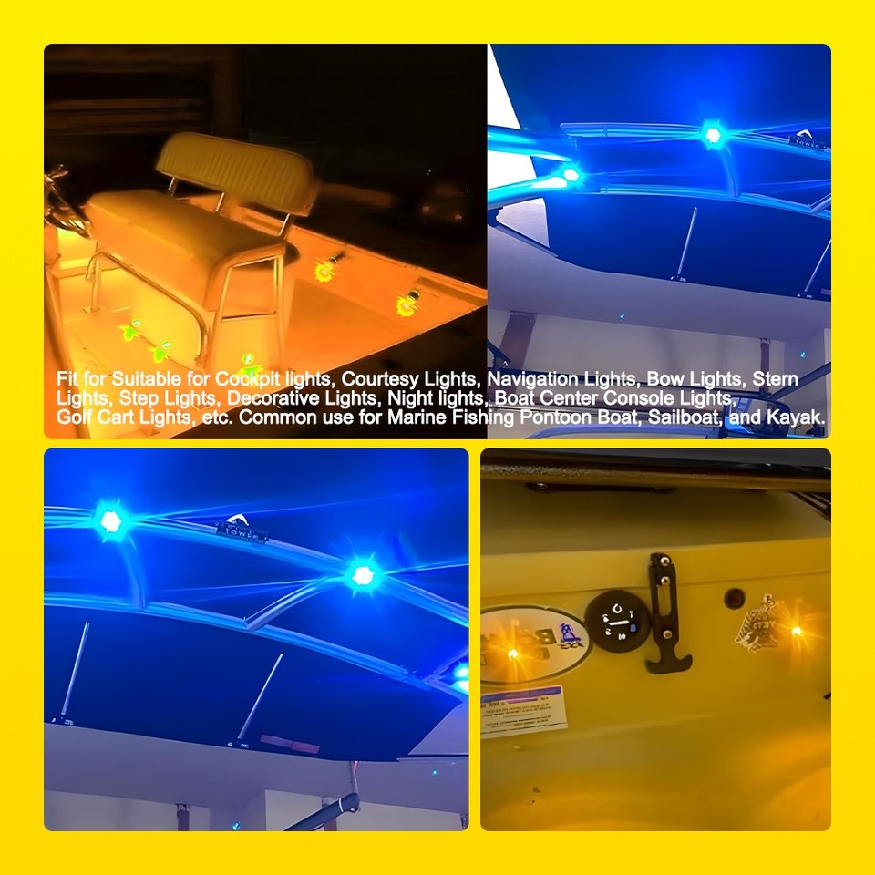 Blue Boat Led 20PCS Boat LED Deck Courtesy Lights Waterproof Amber + Blue Stern ...