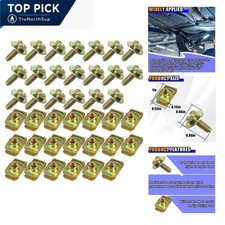 Car Body Bolts U-nuts Kit M6-1.0 40PCS for Engine Cover Bumper Splash Guard