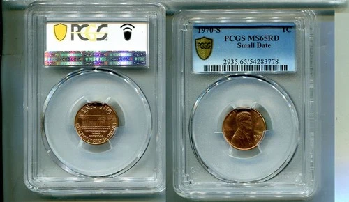 1970 S LINCOLN HEAD PENNY SMALL DATE PCGS MS65 RED 8074T