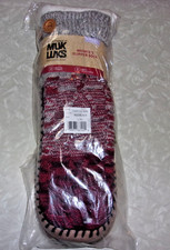 New Muk Luks Womens Slipper Socks L/XL Red Black 8-10 Size