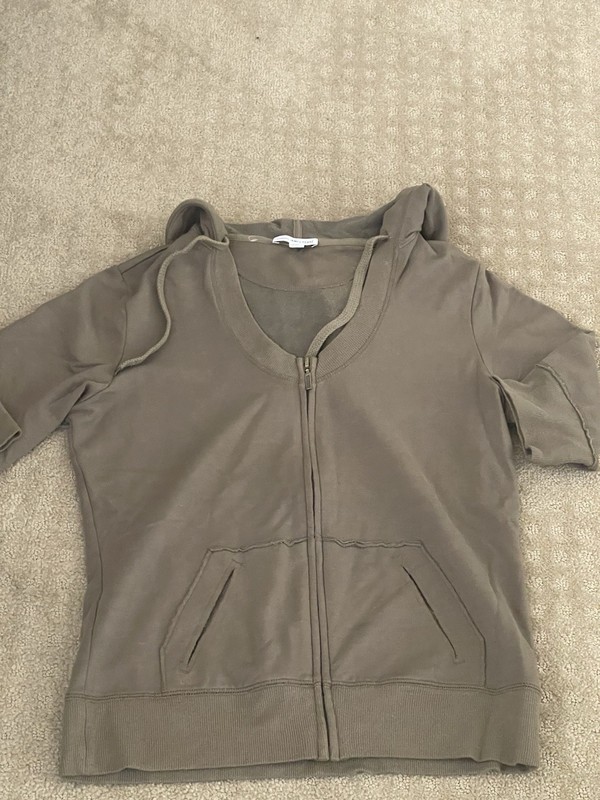 James Perse Army Green Short Sleeve Sweatshirt Sz Med