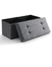 Storage Ottoman Bench Foldable Seat Footrest Shoe End of Bed with Flipping Lid