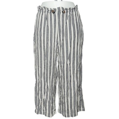 Pull & Bear, Palazzohose, Größe: 30, Weiß/Grau, Leinen/Viskose, Streifen #sFi