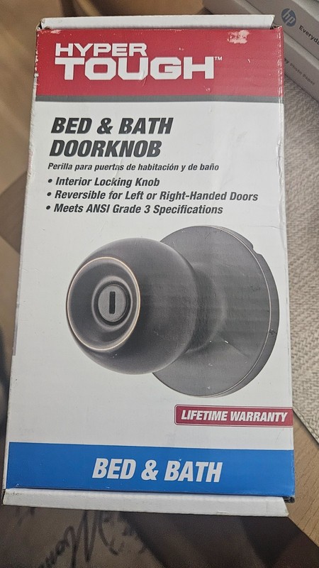 Hypertough Bed and Bath doorknob interior locking new in box brushed bronze
