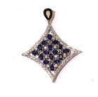 18k White gold Natural pear Sapphire .96ct diamond gemstone pendant 8.8g slide — photo 1