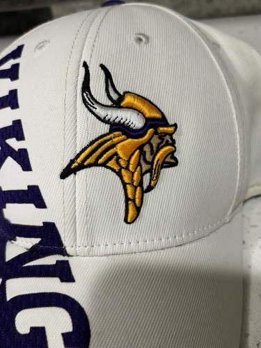 Vintage Minnesota Vikings Reebok Hat Cap Large Print S/M *READ* - Foto 3 di 15