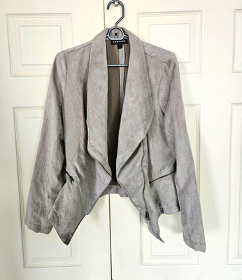 Rampage Gray Solid Zip Front Pockets Short Basic Jacket Womens Size L
